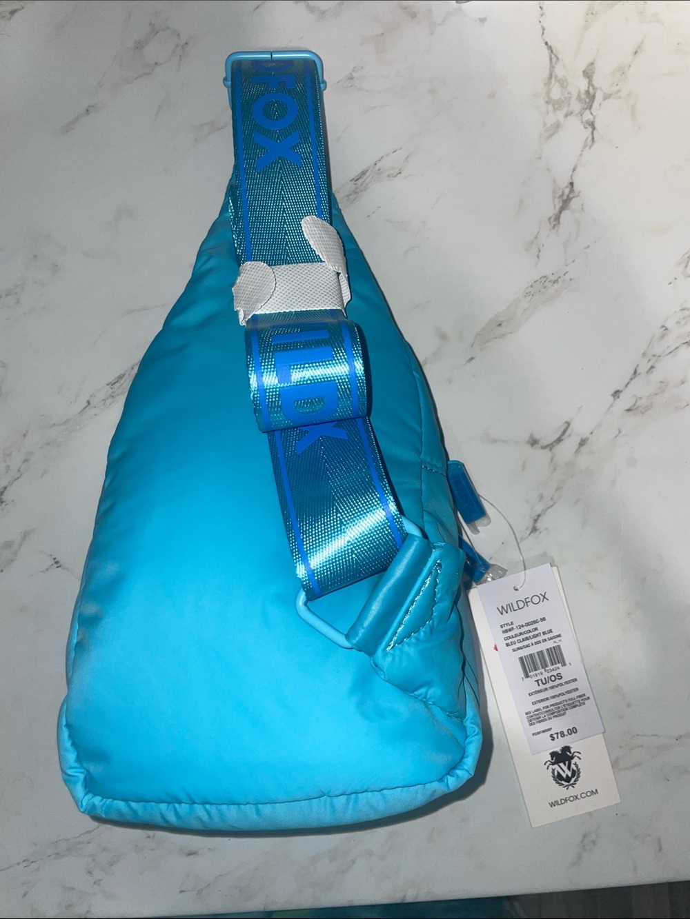 Wildfox Bright Turquoise Quilted Crossbody Sling Bag - Picture 4 of 6